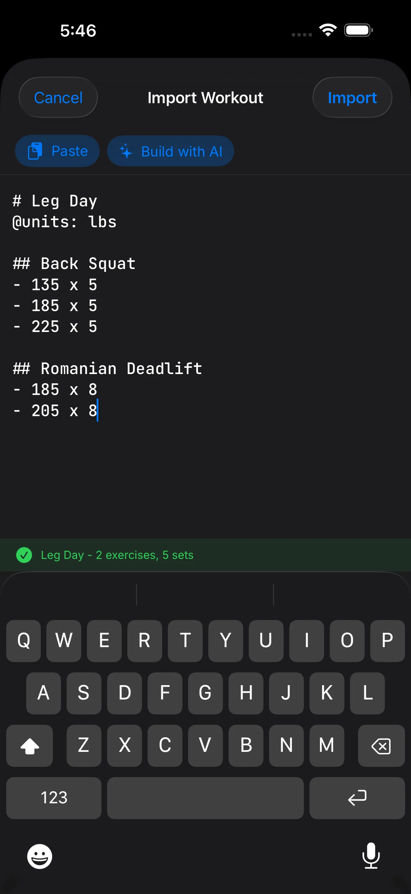 lift.md workout entry editor